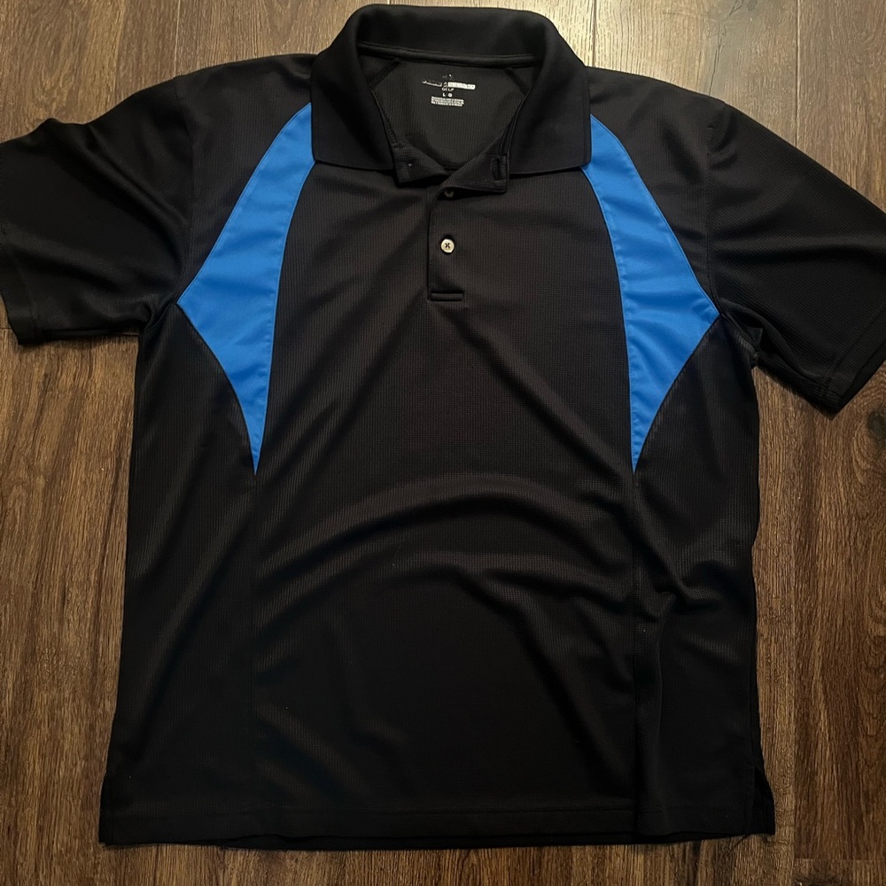 Men's Polo Shirt in Black with Blue Accents